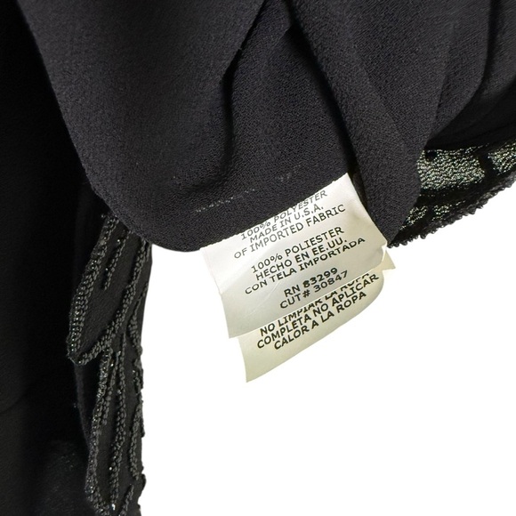 Jump Apparel Size 16 Black Y2K Cowl Neck Floral Beaded Asymmetrical Hem Dress - Picture 6 of 9